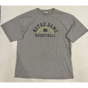 Vintage Adidas Notre Dame Basketball Shirt Mens‎ XL Gray Logo Short Sleeve